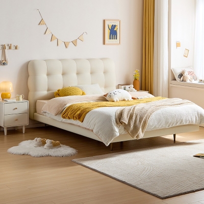 Beige Color Upholstered Princess Bed