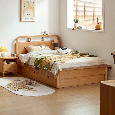 Modern Single Solid Wood Kids Bed