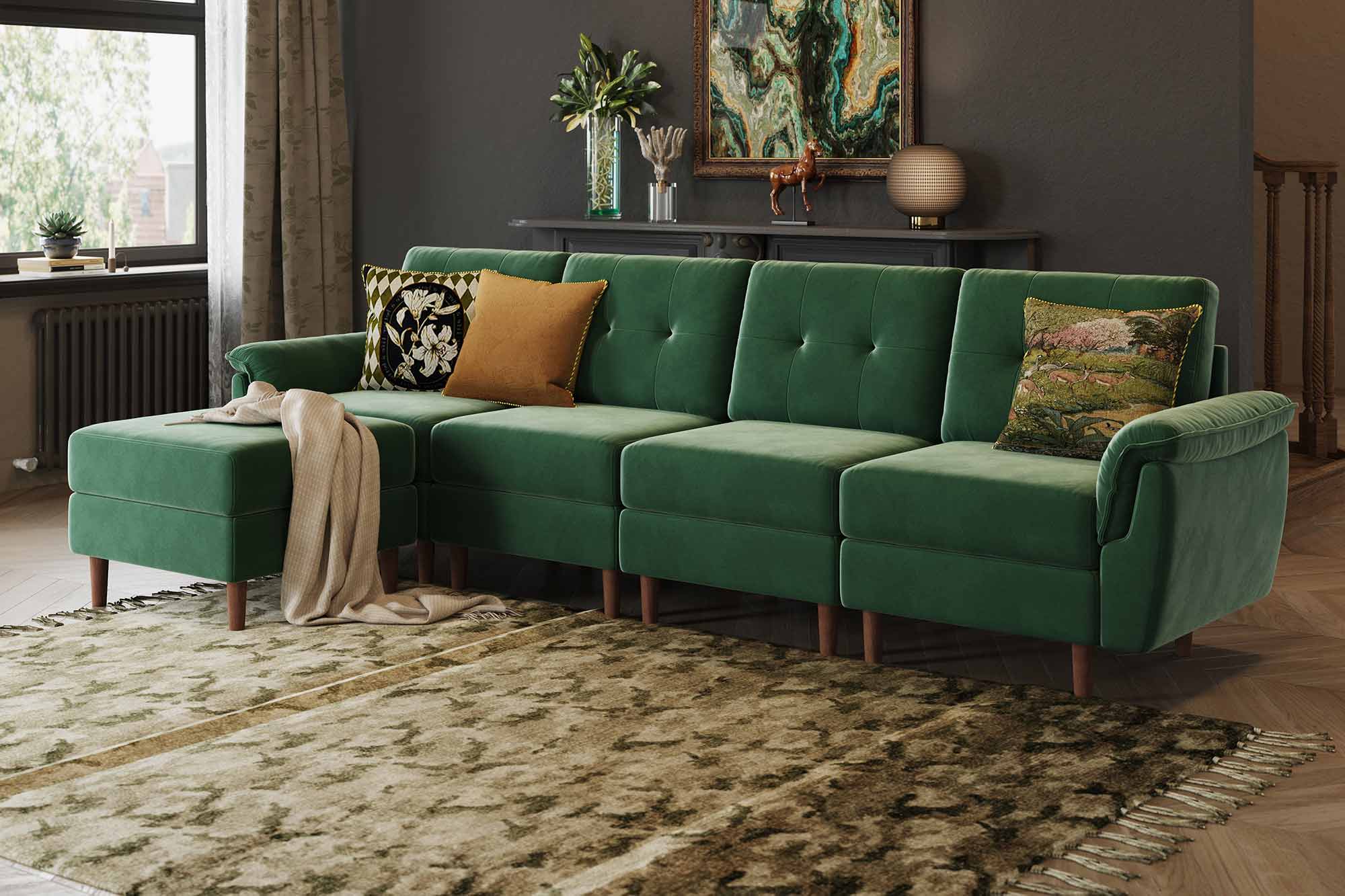 Novo sofá de tecido LINSY estilo América para decoração de casa