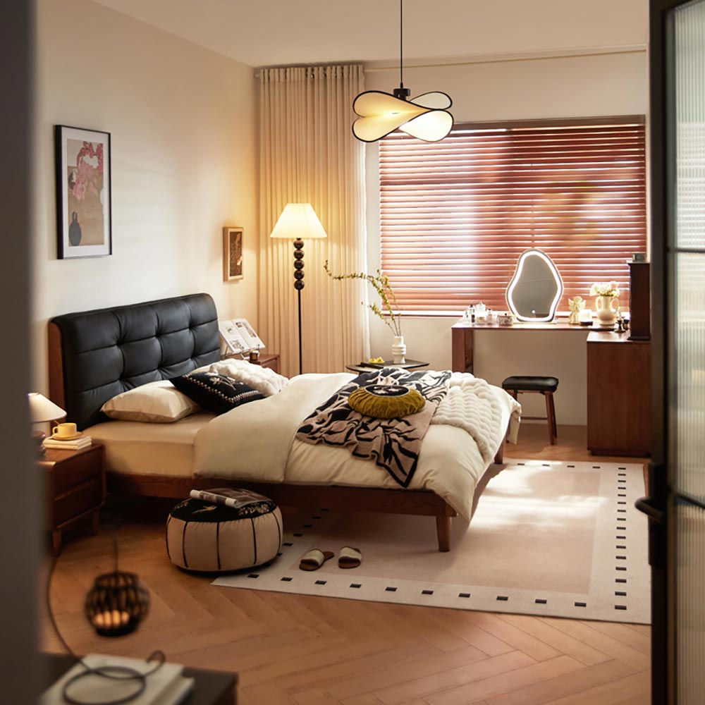 LINSX - Nova Cama de Casal Elegante na Cor Preta